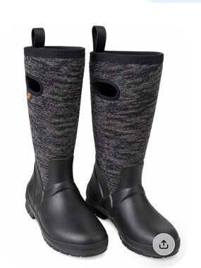 Bogs Gray Knit-Pattern Mid Waterproof Insulated Boots